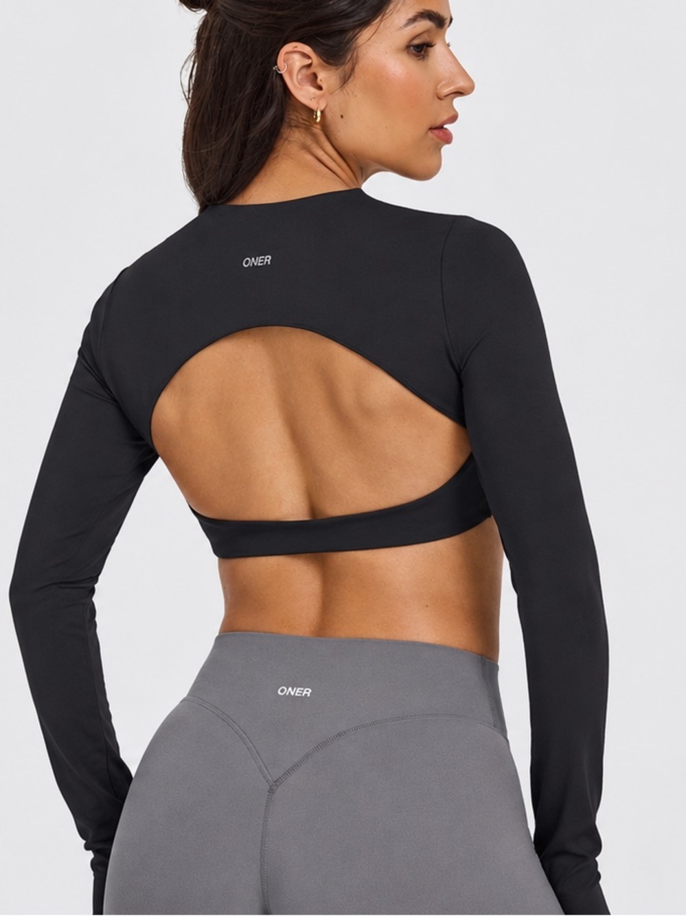 New Oner Long-Sleeve Open-Back Crop Top — OUT OF STOCK ONLINE in black